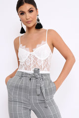White Lace Flower Bodysuit - Faylen
