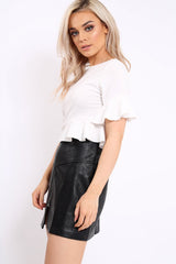 White Frill Hem Crop Top - Iyannah