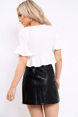 White Frill Hem Crop Top - Iyannah