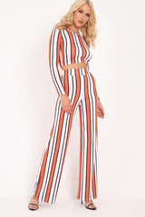 Orange Stripe Crop Top Wide Leg Co-Ord - Ivette