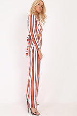 Orange Stripe Crop Top Wide Leg Co-Ord - Ivette