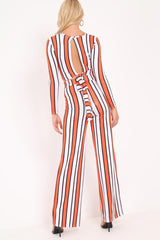 Orange Stripe Crop Top Wide Leg Co-Ord - Ivette