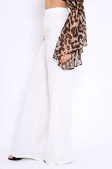 White High Waisted Wide Leg Trousers - Maise