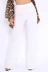 White High Waisted Wide Leg Trousers - Maise