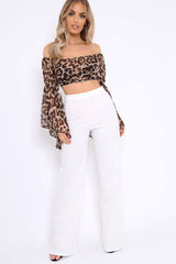 White High Waisted Wide Leg Trousers - Maise