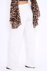 White High Waisted Wide Leg Trousers - Maise