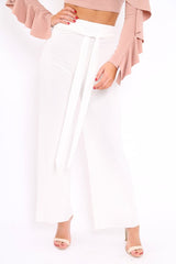 White Wide Legged Pleated Trousers - Chantel