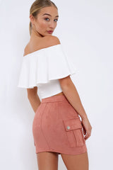 White Bardot Crop Top - Justine