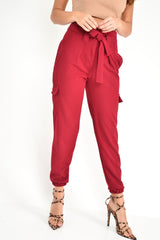 Wine Paper Bag Cargo Pocket Trousers - Brette