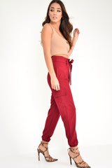 Wine Paper Bag Cargo Pocket Trousers - Brette
