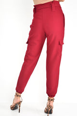 Wine Paper Bag Cargo Pocket Trousers - Brette