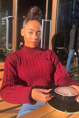 Wine Knit High Neck Jumper - Jaelynn