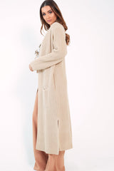 Beige Knitted Longline Cardigan - Jadamarie