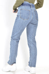 Mid Wash Belted Straight Leg Jeans - Crosley