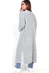 Grey Knitted Longline Cardigan - Jadamarie