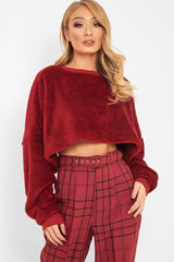 Wine Tartan High Waist Tapered Cigarette Trousers - Maddy