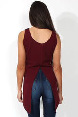 Limu Wine Mesh Dropped Hem Top
