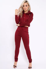 Wine Tracksuit with Khaki and Red Side Stripe - Beatrix