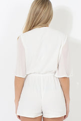White Plunge Playsuit - Winnie