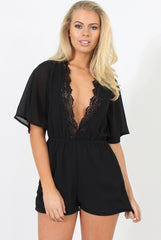 Black Plunge Playsuit - Winnie