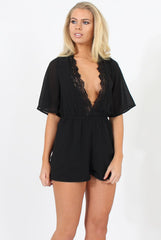 Black Plunge Playsuit - Winnie