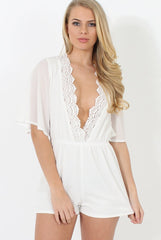 White Plunge Playsuit - Winnie