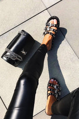 Black Triple Buckle Sandals - Winslow