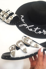 White Triple Buckle Sandals - Winslow