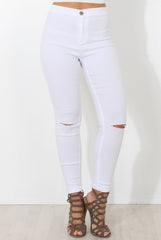 White High Waisted Super Skinny Jeans -Olivia