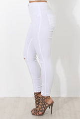 White High Waisted Super Skinny Jeans -Olivia