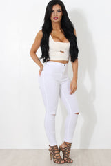 White High Waisted Super Skinny Jeans -Olivia