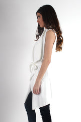Francesca White Sleeveless Waterfall Jacket