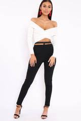 White Cross Over Front Bardot Top - Cardie