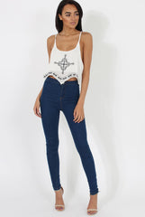 White Embroidered Crop Top - Wren