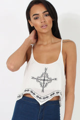 White Embroidered Crop Top - Wren