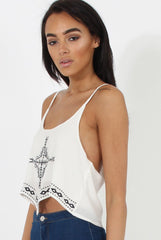 White Embroidered Crop Top - Wren