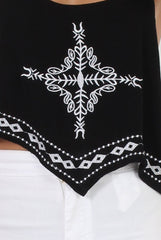 Black Embroidered Crop Top - Wren