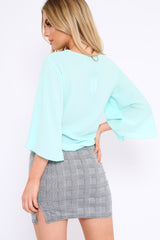 Turquoise Tie Front Top with Flare Sleeves - Wren