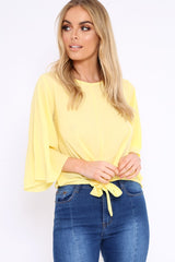 Yellow Tie Front Top with Flare Sleeves - Wren