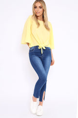 Yellow Tie Front Top with Flare Sleeves - Wren