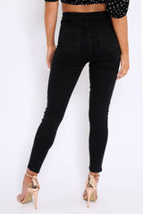 Black Front Zip Skinny Jeans - Wriley
