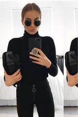 Black Front Zip Skinny Jeans - Wriley