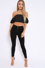 Black Front Zip Skinny Jeans - Wriley