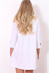 Mina White Button Front Shirt Dress