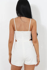 Fai White Cut Out Halter Neck Playsuit