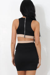 Black Cut Out Bodycon Dress-Fron