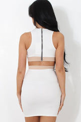 White Cut Out Bodycon Dress-Fron