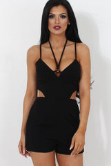 Fai Black Cut Out Halter Neck Playsuit