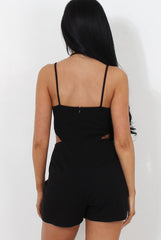 Fai Black Cut Out Halter Neck Playsuit