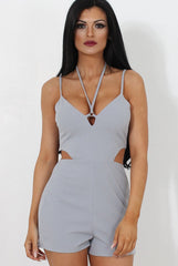 Fai Grey Cut Out Halter Neck Playsuit